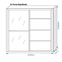 Guarda Roupa Casal Com Espelho 2 Portas 4 Gavetas - Verona-amêndoa - Made Marcs - 4