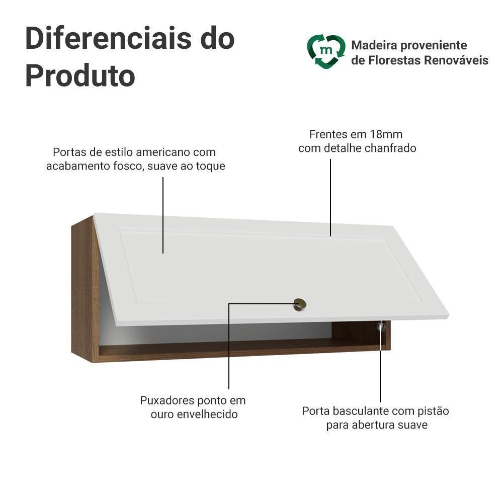 Armário Aéreo 80 Cm 1 Porta Basculante Vik Madesa Rustic/branco - 3