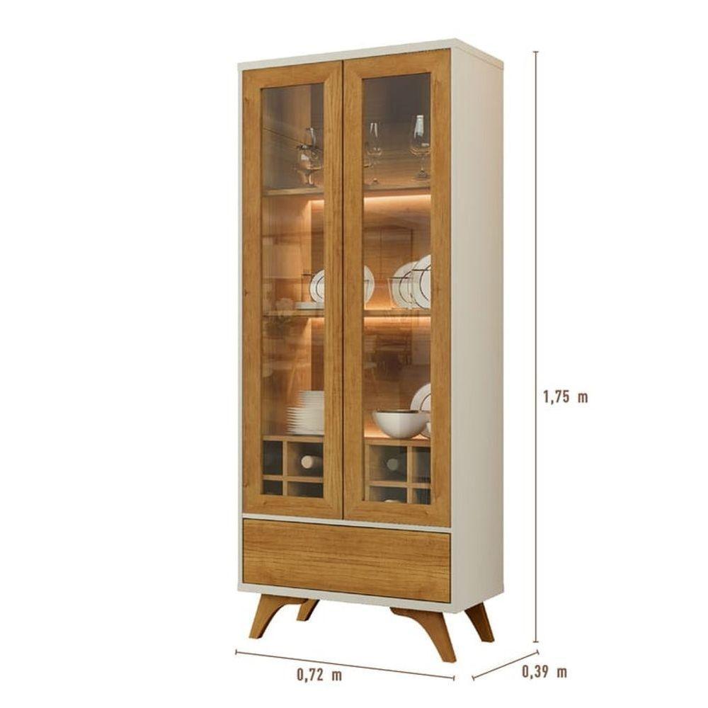 Cristaleira 2 Portas Com Led - Vitrum-off White-naturale - Mavau Móveis - 4