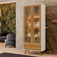 Cristaleira 2 Portas Com Led - Vitrum-off White-naturale - Mavau Móveis - 2