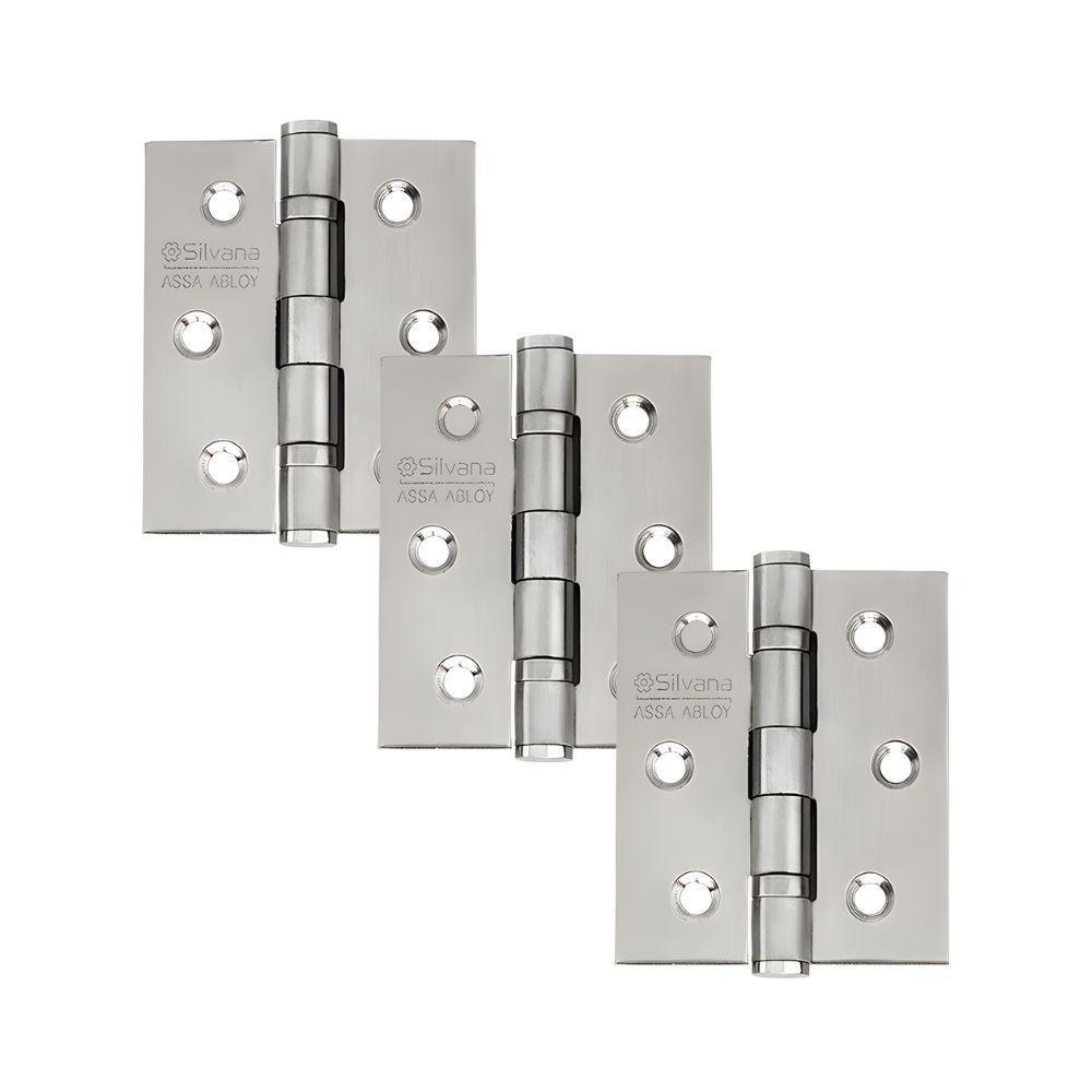 Dobradiça Para Porta Silvana 3.1/2 Com Rolamento 882 Embutir 35kg Inox 304 Escovado Com 3 Unidades - 1