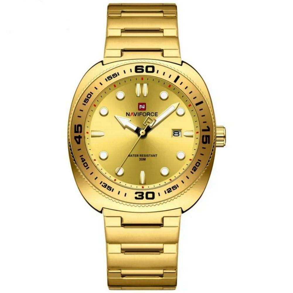 Relógio Esportivo Masculino Pulseira De Aço Inoxidável 30m à Prova D 'água Dourado - 1