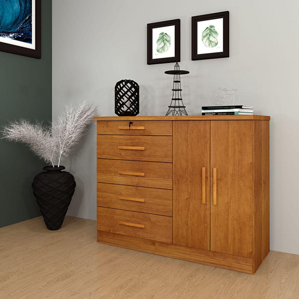 Cômoda Para Quarto 2 Portas 5 Gavetas - Istambul-cinamomo - Tcil Móveis - 1