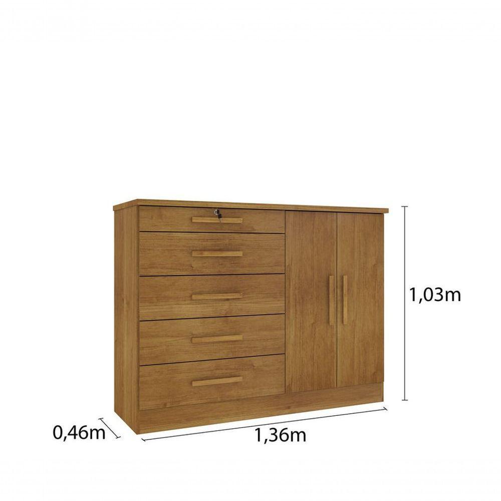 Cômoda Para Quarto 2 Portas 5 Gavetas - Istambul-cinamomo - Tcil Móveis - 3