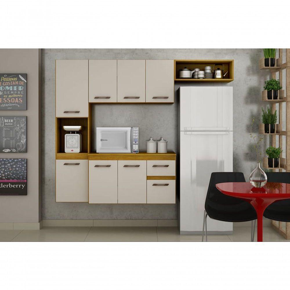 Cozinha Suspensa 8 Portas 1 Gaveta - Brisa-cinamomo-off White - Chf Móveis - 1