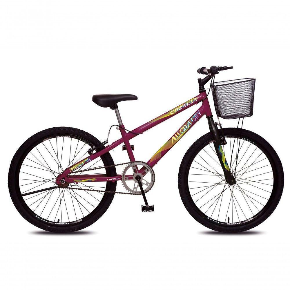 Bicicleta Allegra City Aro 24 Sem Marchas Freios V-brake E Cestão Colli Roxo - 1