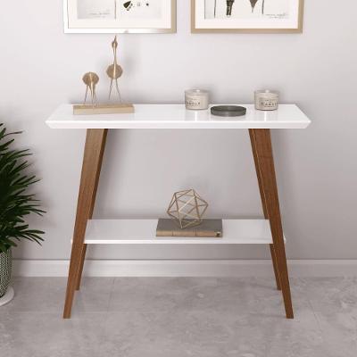 Aparador Caio 90x30 Tampo Mdf 30mm Pé Em Madeira Branco/amadeirado