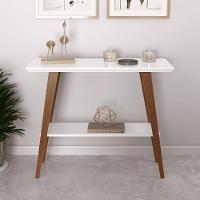 Aparador Caio 90x30 Tampo Mdf 30mm Pé Em Madeira Branco/amadeirado - 1