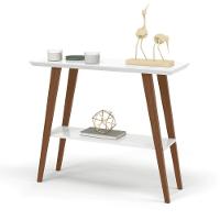 Aparador Caio 90x30 Tampo Mdf 30mm Pé Em Madeira Branco/amadeirado - 2