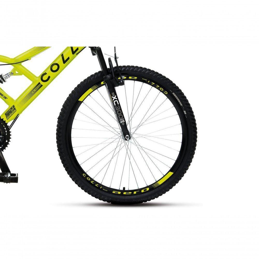 Bicicleta Gps 148 Dupla Suspensão E Freios V-brake, Aro 26 Aero, 36 Raias, 21 Marchas Colli Amarelo Neon - 2
