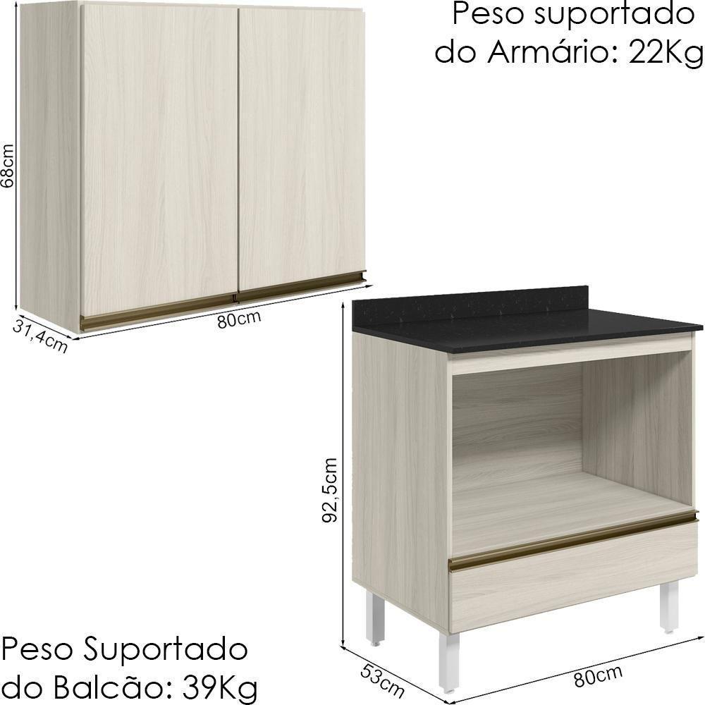 Armario Aereo Balcao Forno 80cm Mdf Kali Nicioli Bianco Toq - 3