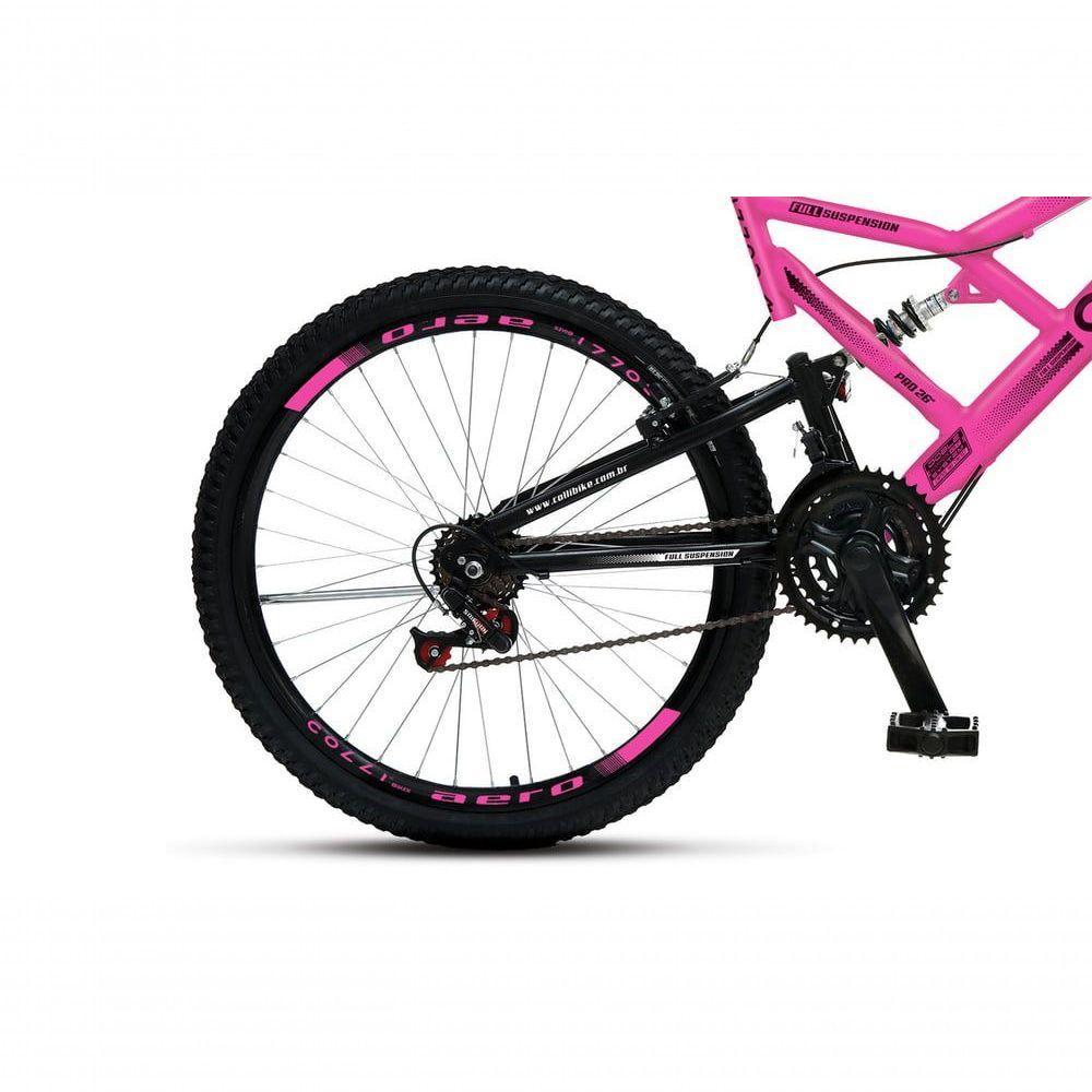 Bicicleta Gps 148 Dupla Suspensão E Freios V-brake, Aro 26 Aero, 36 Raias, 21 Marchas Colli Rosa - 3