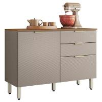 Balcão De Cozinha Alba 120cm Amêndola Nude Prime Tx Com Tampo - Demóbile - 5