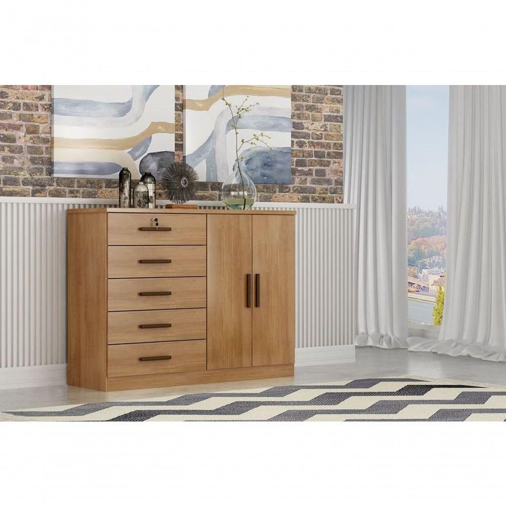 Cômoda Para Quarto Com Sapateira 5 Gavetas - Seul-cumaru - Móveis Novo Horizonte - 1