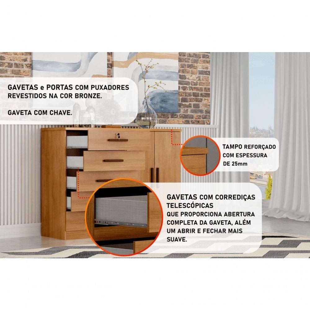Cômoda Para Quarto Com Sapateira 5 Gavetas - Seul-cumaru - Móveis Novo Horizonte - 3