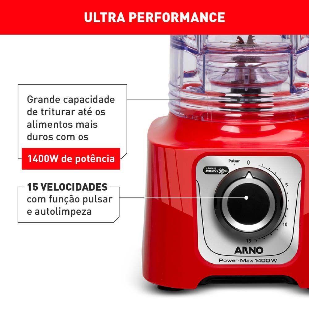 Liquidificador Arno Power Max 1400W Vermelho LN63 110V - 5