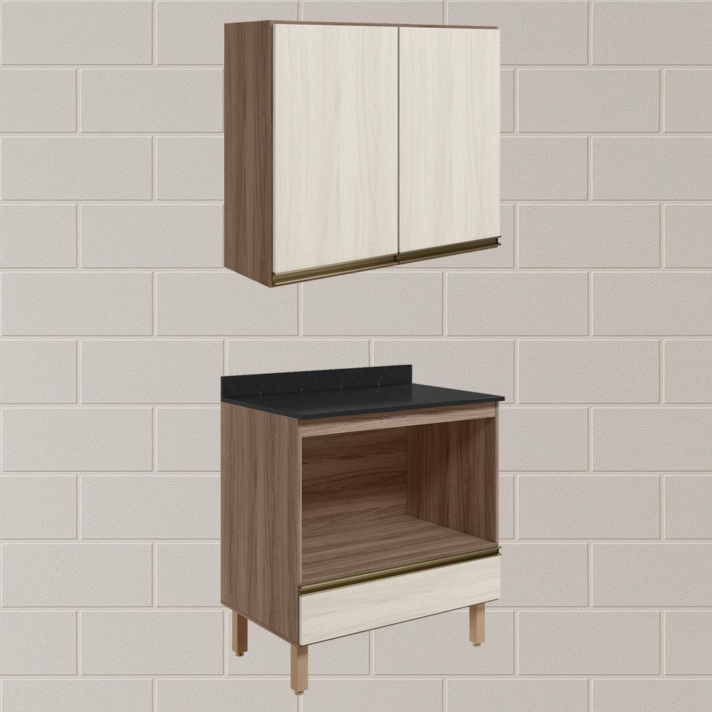 Armario Aereo Balcao Forno 80cm Mdf Kali Nicioli Carvalho Toq Bianco Toq - 4