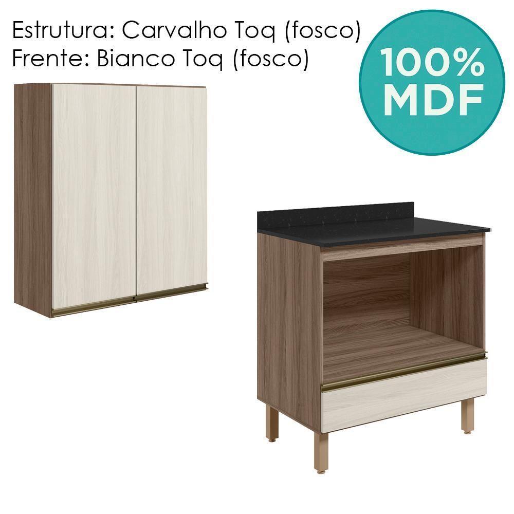 Armario Aereo Balcao Forno 80cm Mdf Kali Nicioli Carvalho Toq Bianco Toq - 7