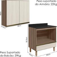 Armario Aereo Balcao Forno 80cm Mdf Kali Nicioli Carvalho Toq Bianco Toq - 5