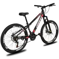 Bicicleta Aro 26 Dropp Freeride Alumínio 21 Marchas Freios A Disco - Preto e Vermelho - 3
