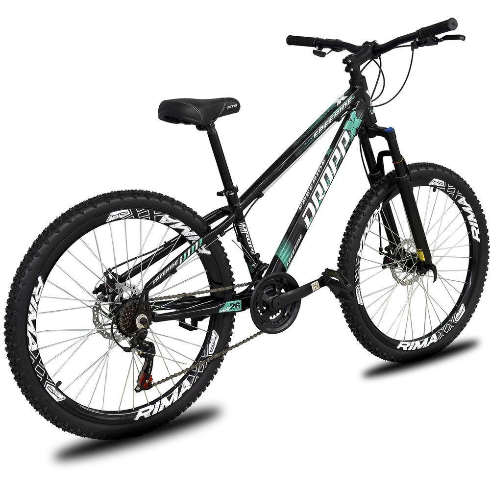 Bicicleta Aro 26 Dropp Freeride Alumínio 21 Marchas Freios A Disco - Preto e Azul - 3