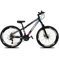 Bicicleta Aro 26 Dropp Freeride Alumínio 21m Freios A Disco Cãmbios Shimano - Preto Azul e Rosa - 2