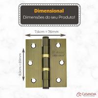 Dobradiça Para Porta Silvana 3.1/2 Com Rolamento 891 Embutir 35kg Colonial Com 3 Peças - 5