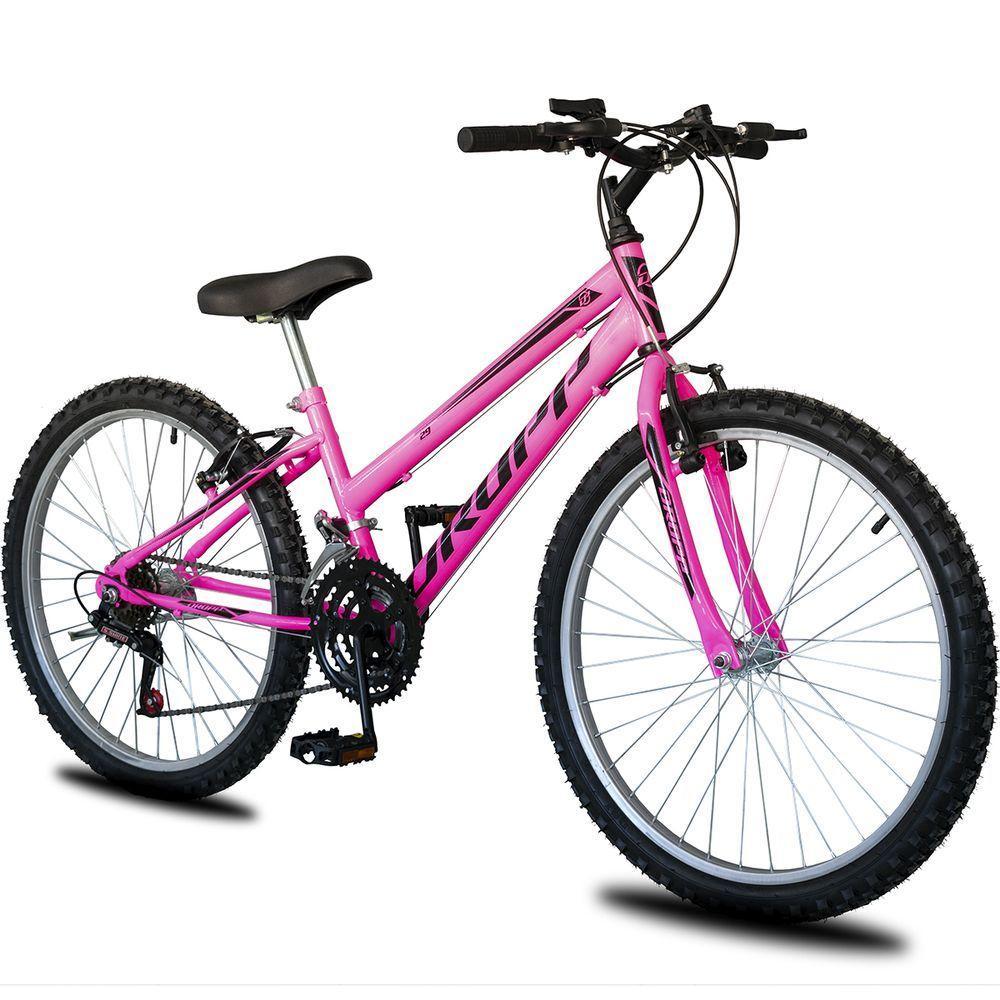 Bicicleta Aro 24 Infantil Feminina 18 Vel Marchas Dropp Sport Freio V-brake - Rosa+preto - único Rosa+preto - 1