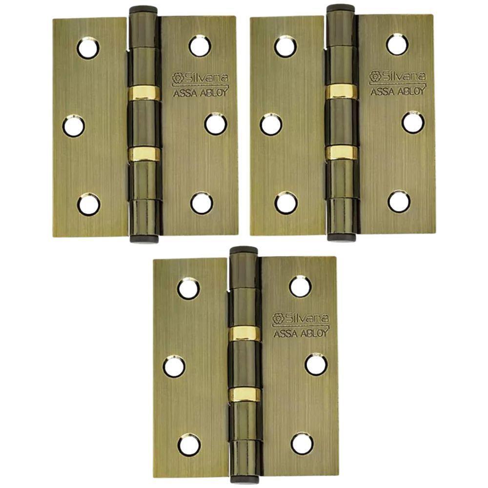 Dobradiça Para Porta Silvana 3 Com Rolamento 891 Embutir 25kg Colonial Com 3 Peças - 1
