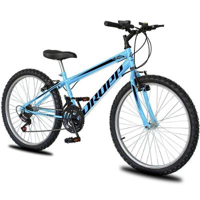 Bicicleta Aro 26 Dropp Sport Infantil Adulto18 Vel Marchas Freio V-brake - Azul e Preto