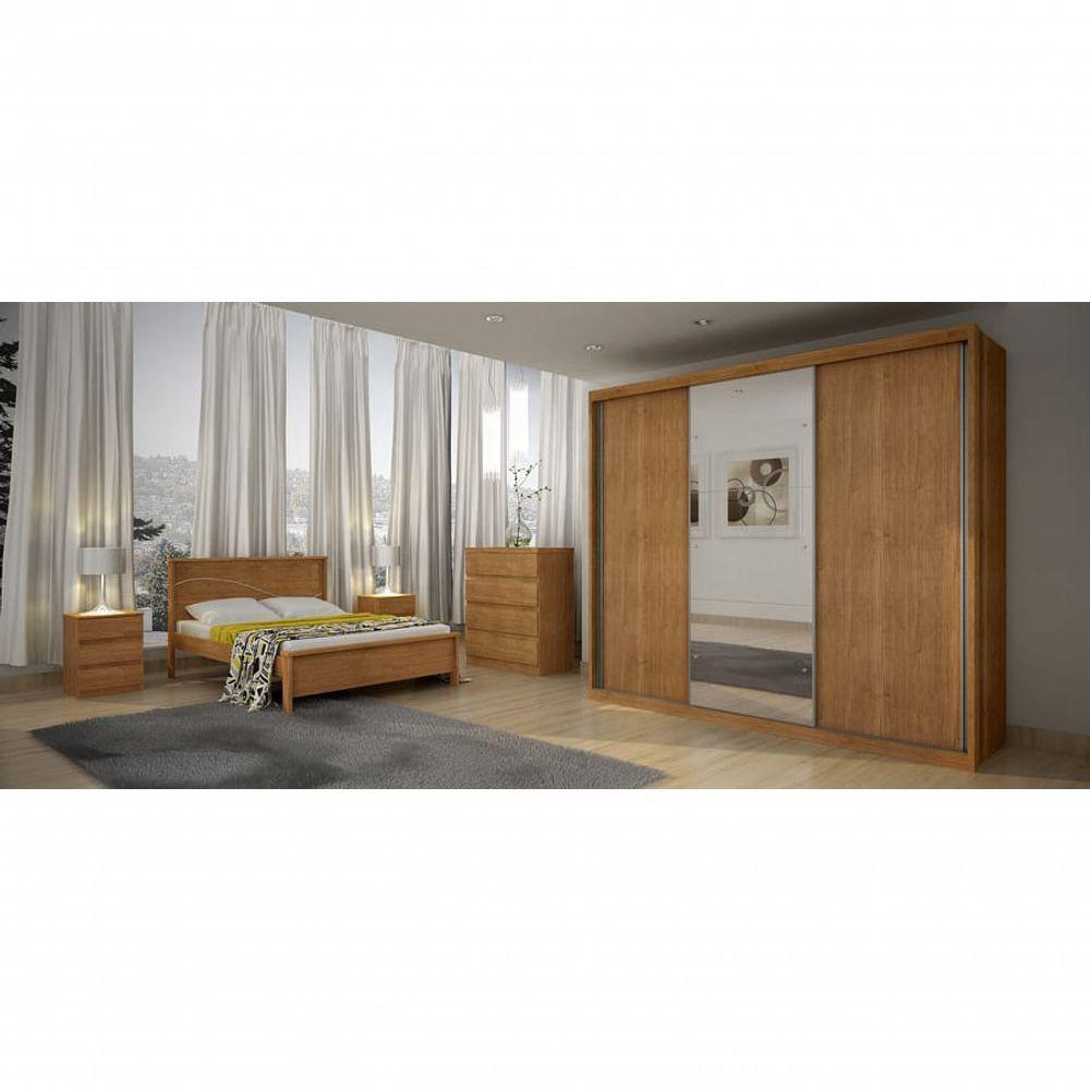 Guarda Roupa Casal Com Espelho 3 Portas 6 Gavetas - Palazzo-cumaru - Móveis Novo Horizonte - 1