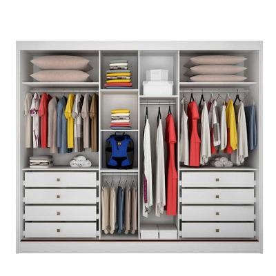 Guarda Roupa Casal Diamond Plus 3 Portas de Correr 8 Gavetas branco 100% MDF