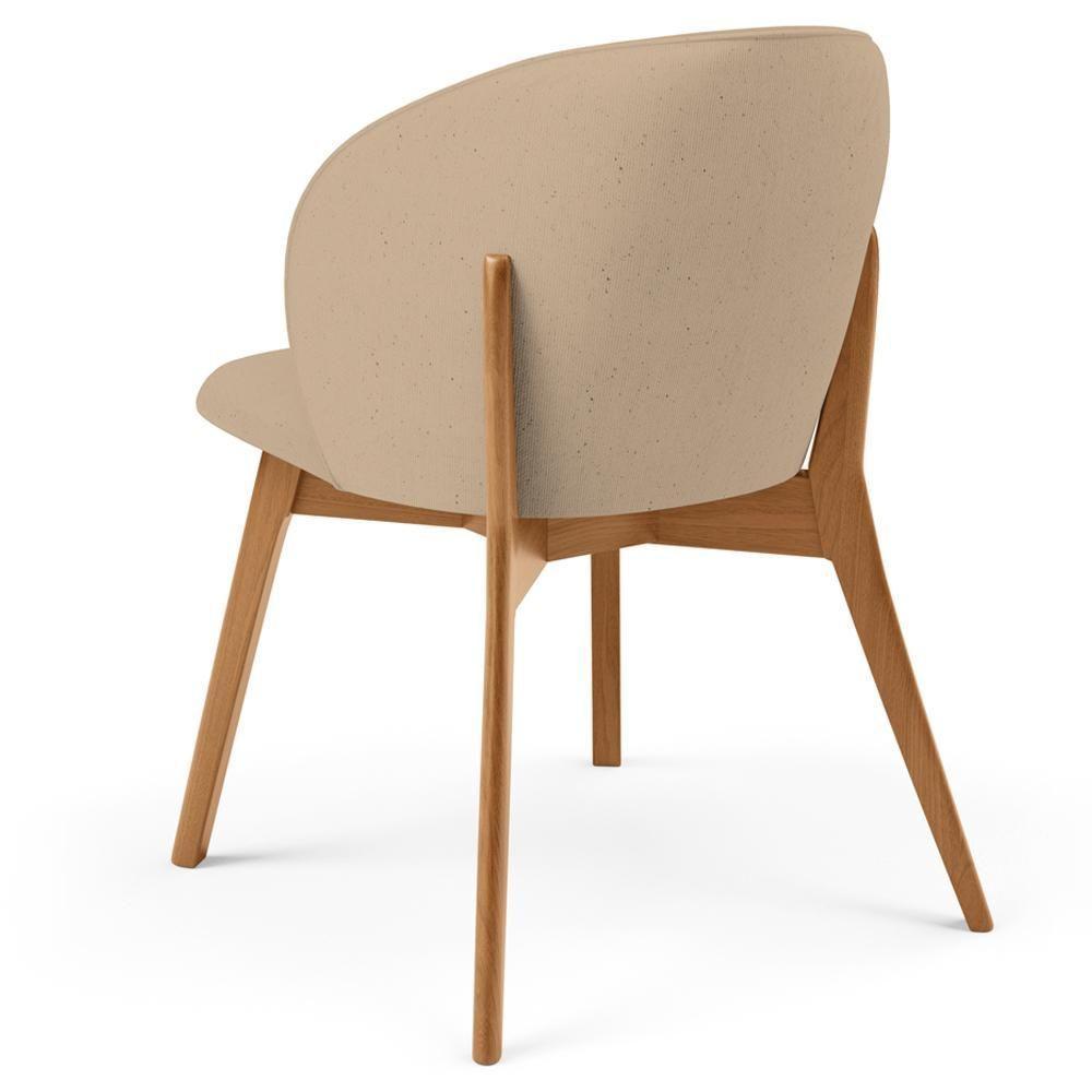 Cadeira De Jantar E Estar Living Estofada Mia L02 Linho Bege Escuro - Lyam Decor - 2