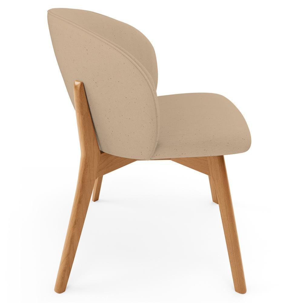 Cadeira De Jantar E Estar Living Estofada Mia L02 Linho Bege Escuro - Lyam Decor - 6