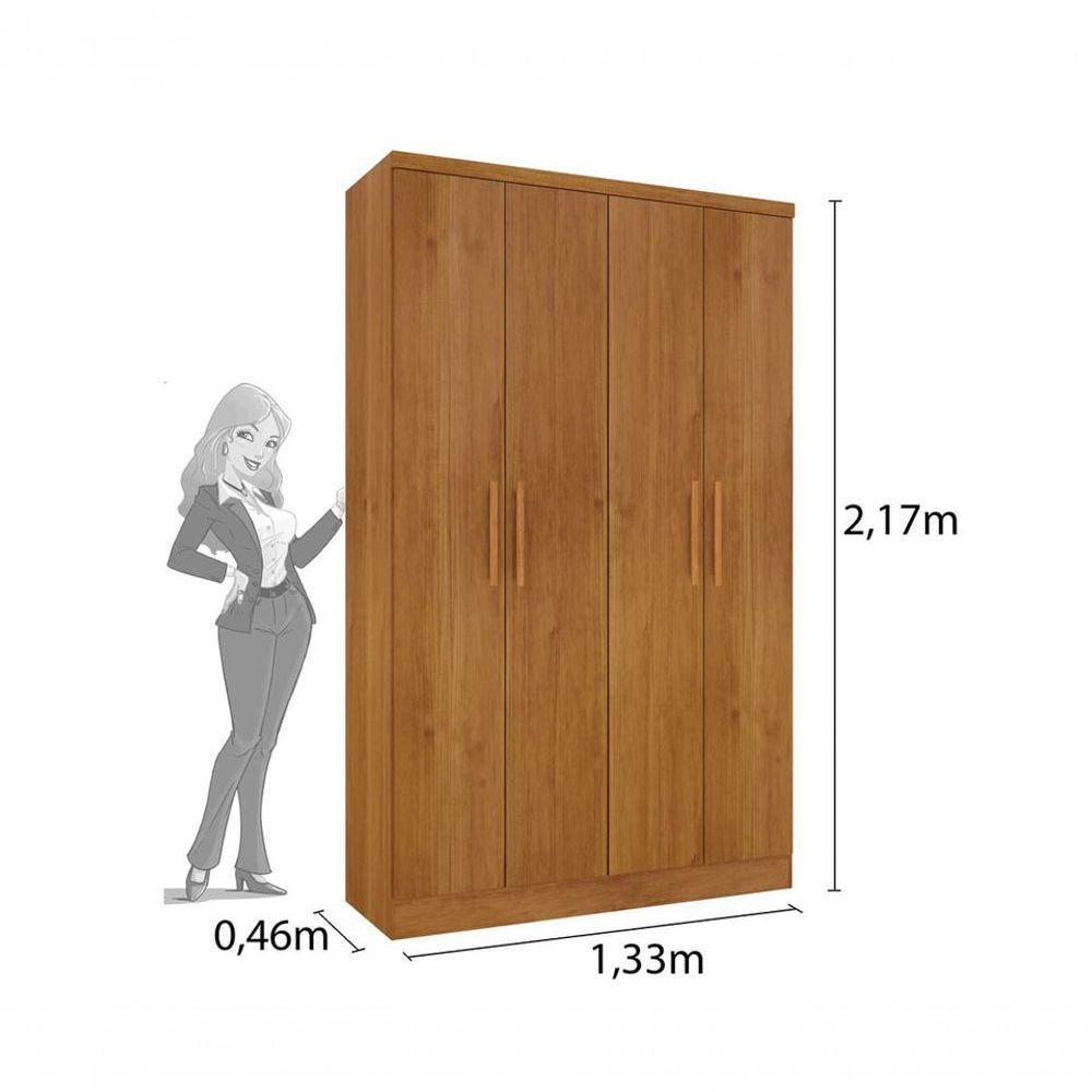 Guarda Roupa Solteiro 4 Portas 2 Gavetas - Amsterdam-cinamomo - Tcil Móveis - 2