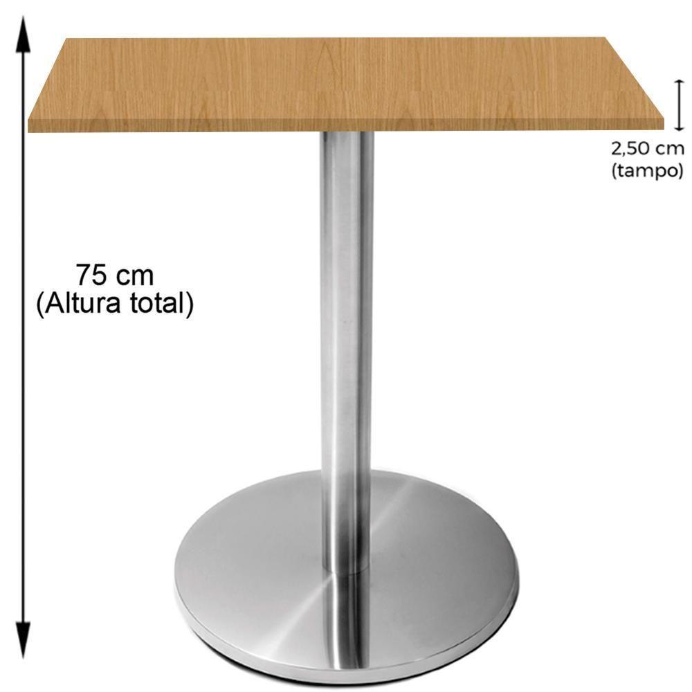 Mesa Beta Inox 75 Cm (altura) Disco Redondo Tampo Mdp Quadrado 60 Cm (larg) X 2,50 Cm (alt) Samba - 5