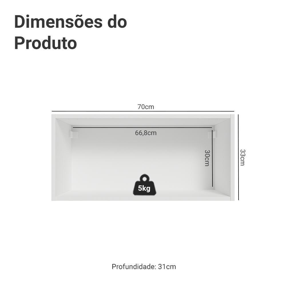 Armário Aéreo 70 Cm 1 Porta Basculante Vik Madesa Branco/azul - 6