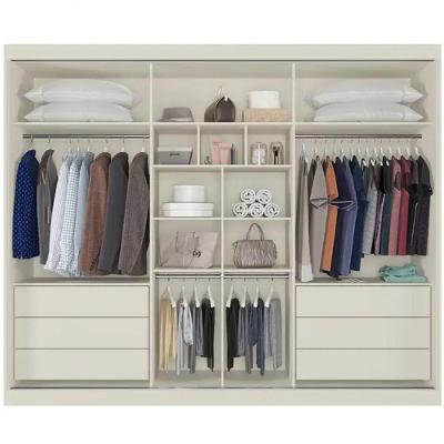 Guarda Roupa Casal Ripado Athenas 3 Portas de Correr 6 Gavetas 100% MDF com Espelho