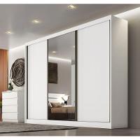 Guarda Roupa Casal Com Espelho 3 Portas 8 Gavetas - Logan-branco - Móveis Novo Horizonte - 2