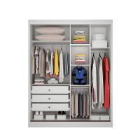 Guarda Roupa Solteiro Com Espelho Mdf 3 Gavetas - Virtus -branco - Móveis Novo Horizonte - 3