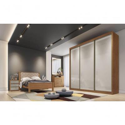 Guarda Roupa Casal Sollo Plus 3 Portas de Correr 8 Gavetas cumaru Off White MDF