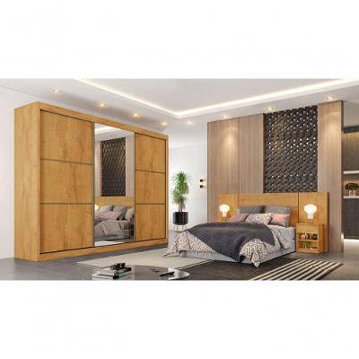 Guarda Roupa Casal Bragança 6 Gavetas Porta de Correr Peroba MDF