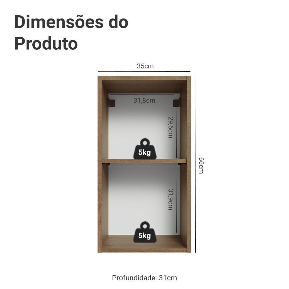 Armário Aéreo 35 Cm 1 Porta Vik Madesa Rustic/azul - 2