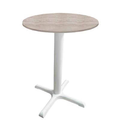 Mesa ômega Ferro Branco 74cm (alt) Base X Tampo Mdp Redondo Castanheira 70cm (larg) X 2,50cm (alt)