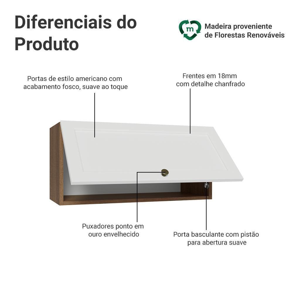 Armário Aéreo 70 Cm 1 Porta Basculante Vik Madesa Rustic/branco - 3