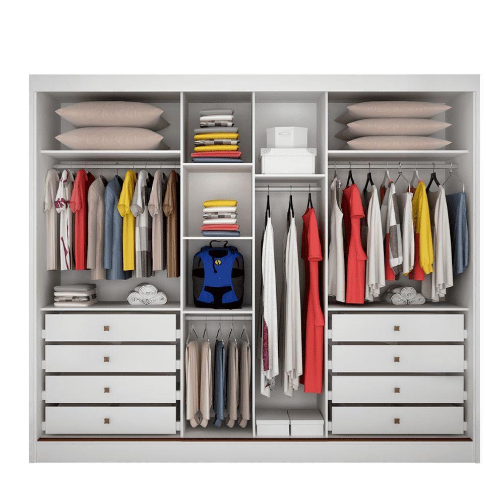 Guarda Roupa Casal Com Espelho 3 Portas 8 Gavetas - Sollo-branco - Móveis Novo Horizonte - 4