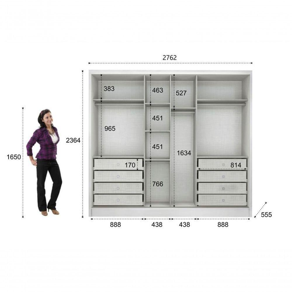 Guarda Roupa Casal Com Espelho 6 Portas 8 Gavetas - Robust -branco - Móveis Novo Horizonte - 4