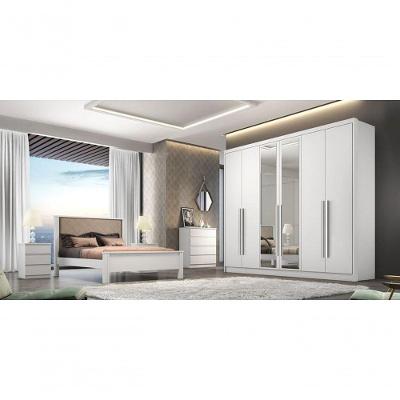 Guarda Roupa Casal Robust 6 Portas Com Espelho 8 Gavetas branco 100% MDF