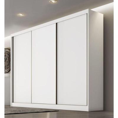 Guarda Roupa Casal Londres 3 Portas de Correr 4 Gavetas Branco MDF Móveis Novo Horizonte