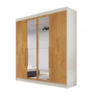 Guarda Roupa Solteiro Com Espelho 4 Portas 3 Gavetas - Nantes-off White-peroba - Móveis Europa - 2